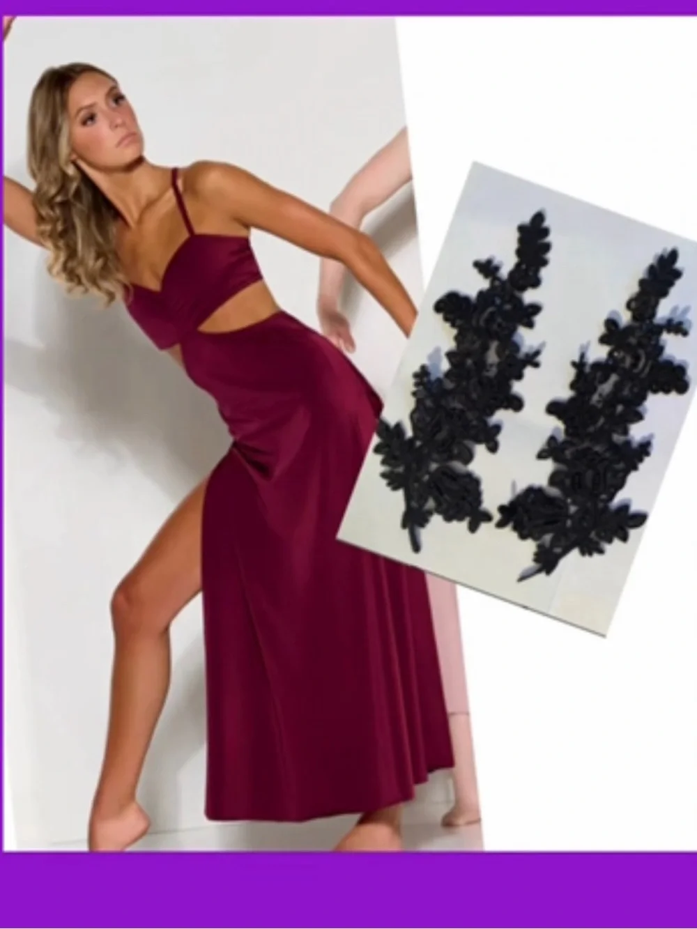 Kelle Burgundy stoned Dance costume